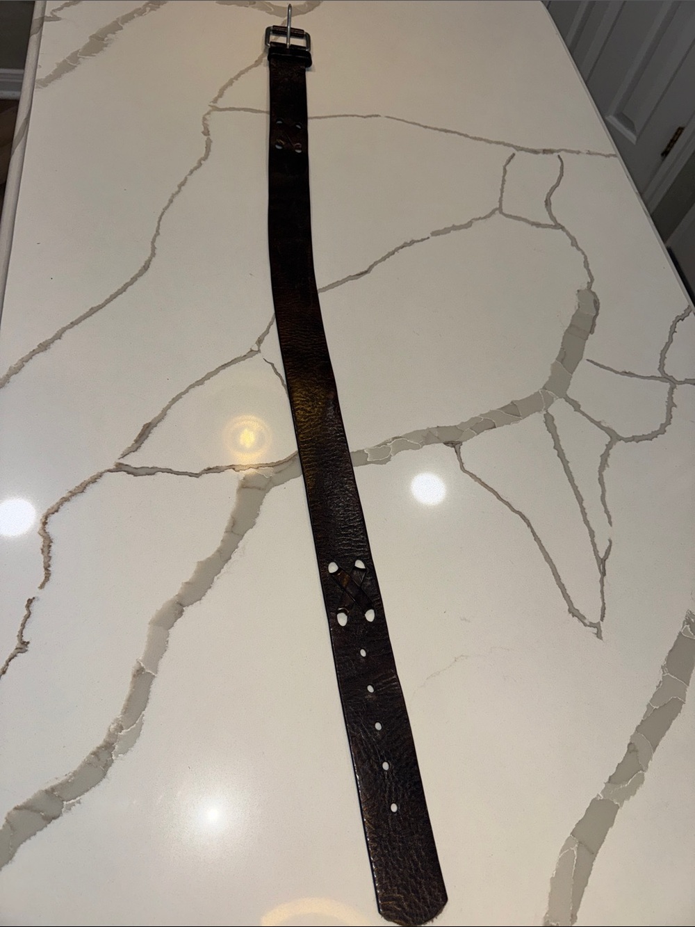 Lauren Ralph Lauren Distressed Dark Brown Leather Women's Belt small - Picture 7 of 12